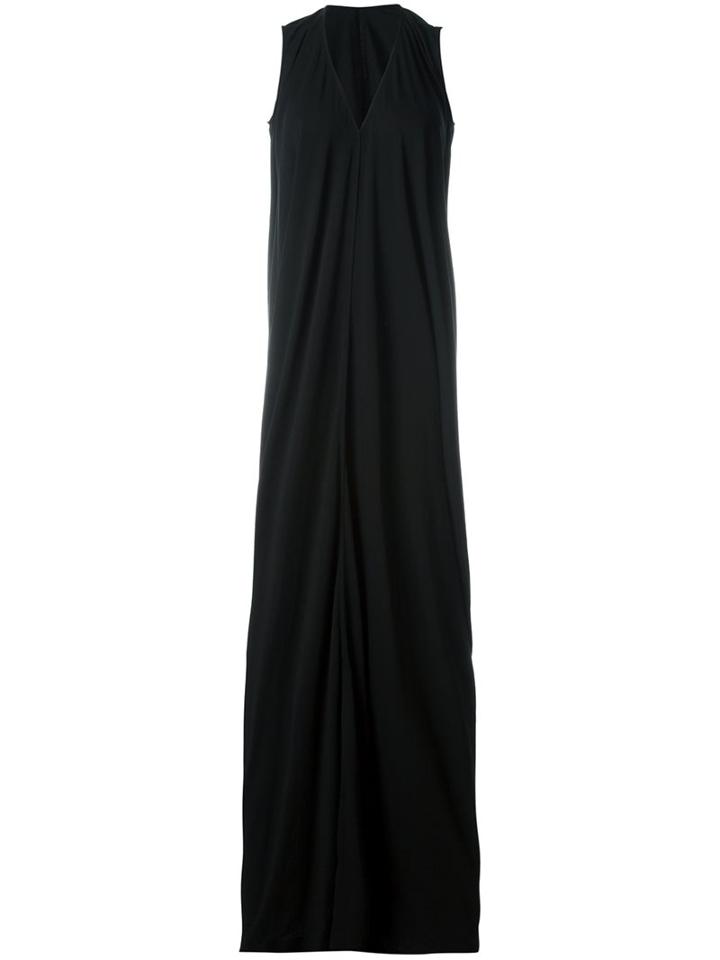 Rick Owens Drkshdw Maxi V-neck Dress, Women's, Size: Xs, Black, Cotton