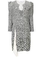 Givenchy Ruffled Shoulder Leopard Print Dress - White
