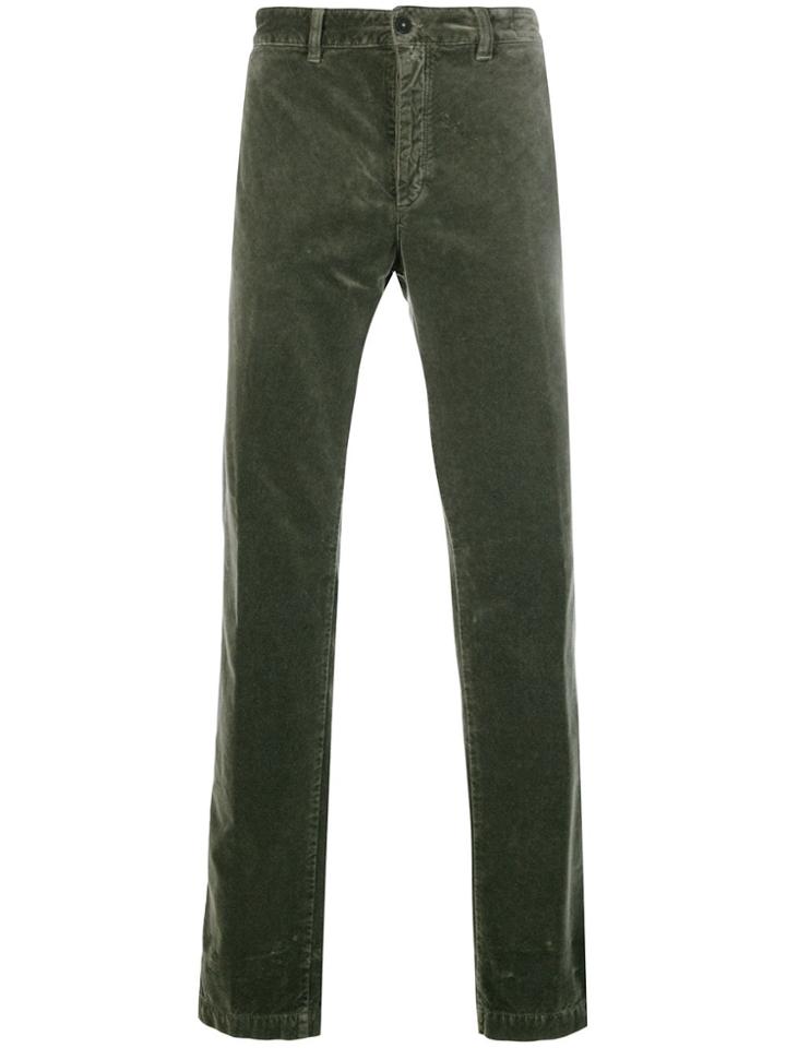 Massimo Alba Velvet Straight Leg Trousers - Green