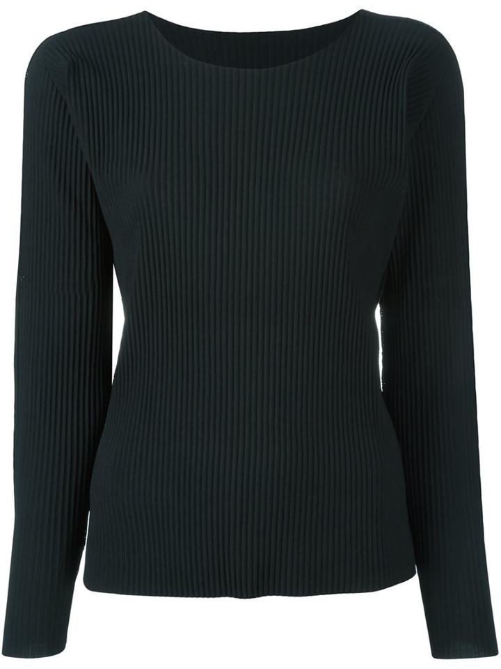 Issey Miyake Cauliflower Pleated Boat Neck Blouse, Women's, Black, Polyester