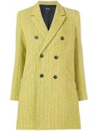 A.p.c. Textured Double-breasted Coat - Yellow & Orange
