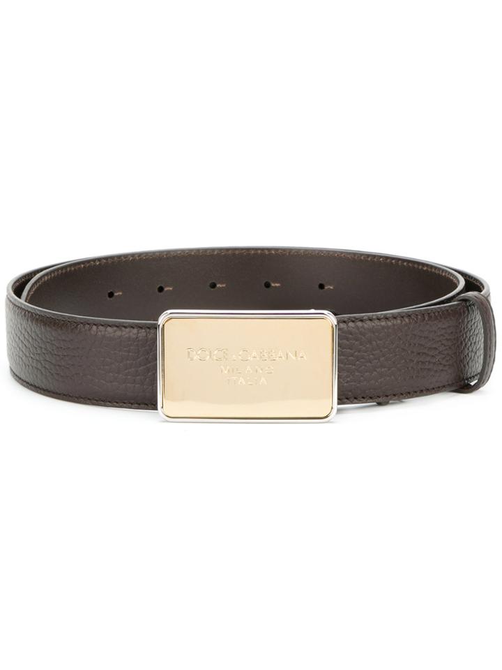 Dolce & Gabbana Logo Plaque Belt - Brown