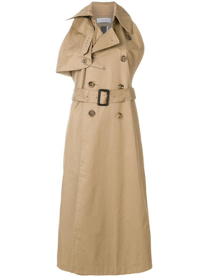 Facetasm Double-breasted Sleeveless Long Coat - Nude & Neutrals