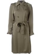 Theory 'laurelwood' Trench Coat, Women's, Size: Small, Green, Silk