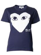 Comme Des Garçons Play Heart Print T-shirt, Women's, Size: Medium, Blue, Cotton