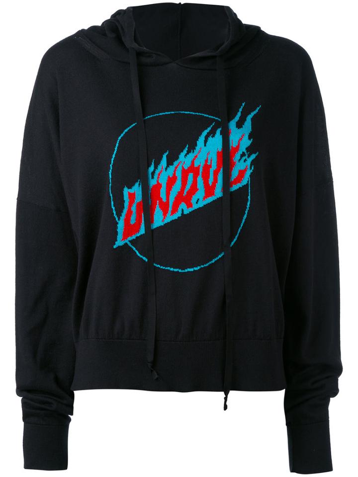 Unravel Project - Logo Print Drawstring Hoodie - Women - Silk/cotton/cashmere - M, Black, Silk/cotton/cashmere