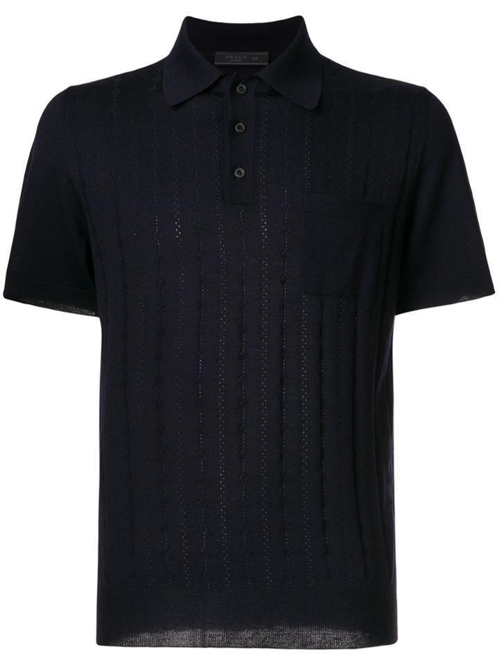 Prada Embroidered Polo Shirt - Blue