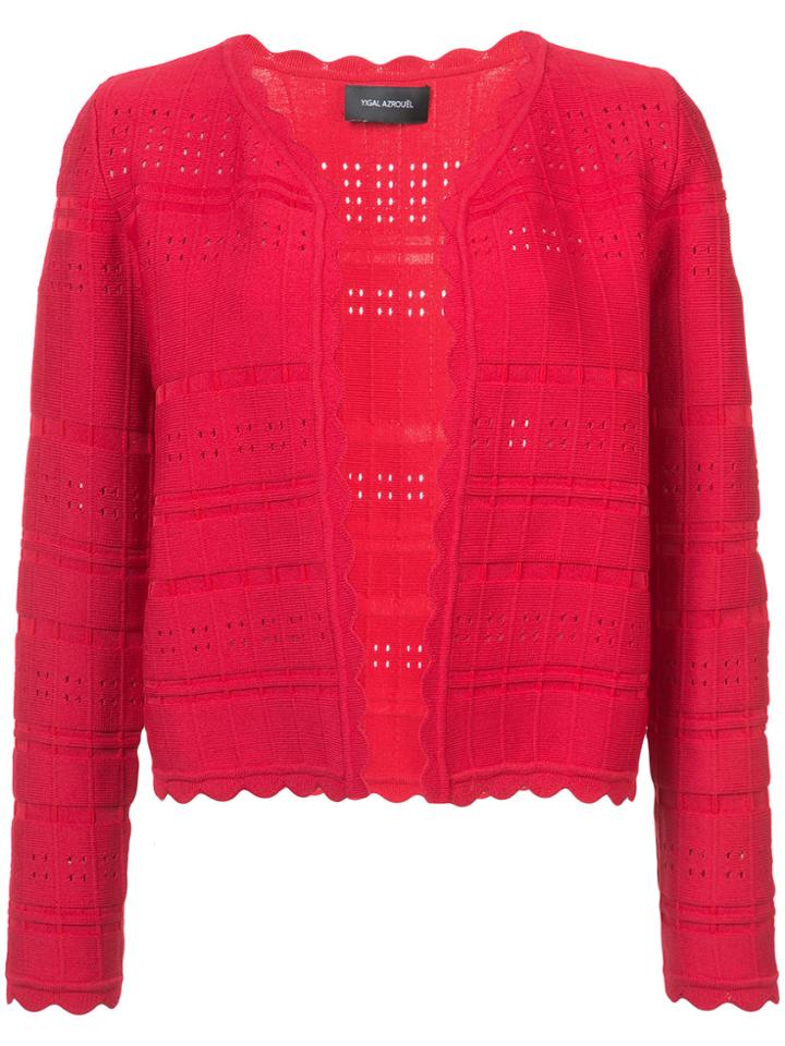 Yigal Azrouel Scallop Trim Cropped Cardigan - Red