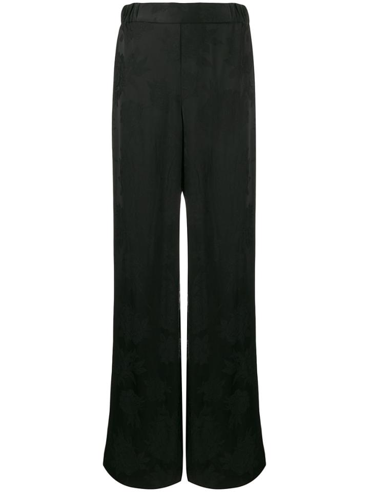 Salvatore Ferragamo Tonal Floral High-rise Trousers - Black