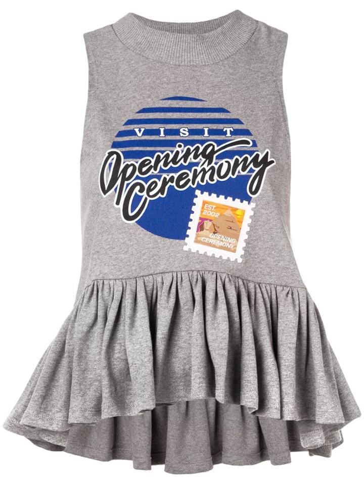 Opening Ceremony Postcard Peplum Tank Top - Grey