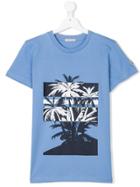 Moncler Kids Palm Tree Print T-shirt - Blue