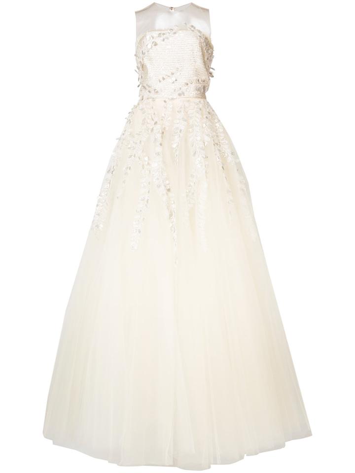 Oscar De La Renta Appliquéd Embroidered Gown - Nude & Neutrals