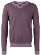 Canali Round Neck Sweater, Men's, Size: 56, Pink/purple, Cotton