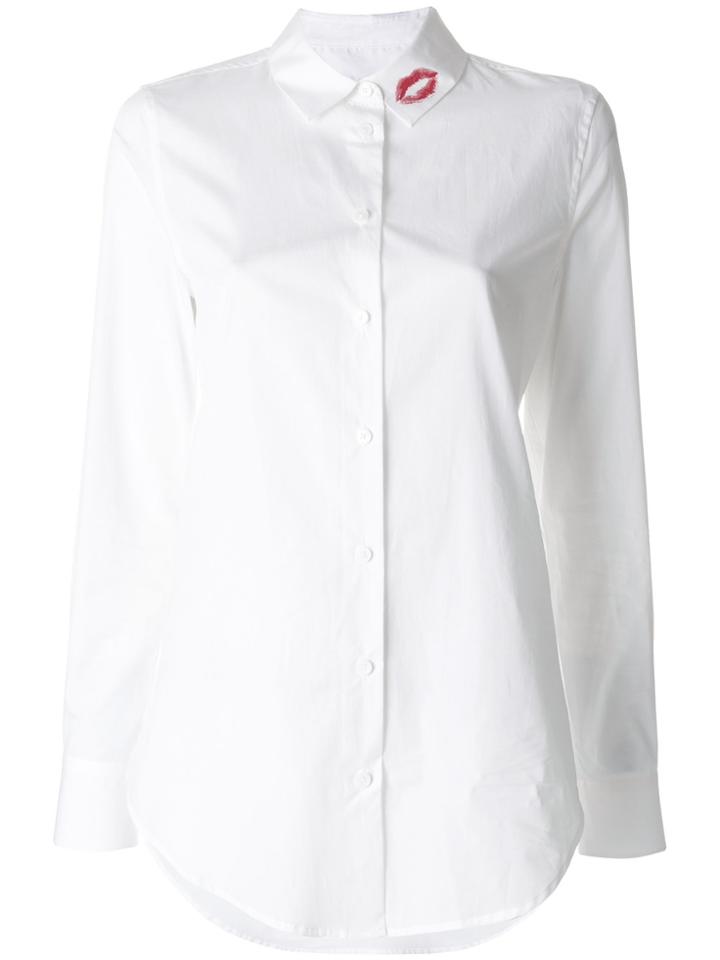 Equipment Lip Print Long Shirt - White