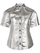 Proenza Schouler Metallic Short Sleeve Top - Silver