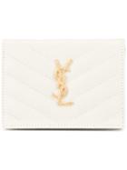 Saint Laurent Monogram Embossed Small Wallet - White