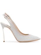 Casadei Stacked Buckle Glitter Pumps - Silver