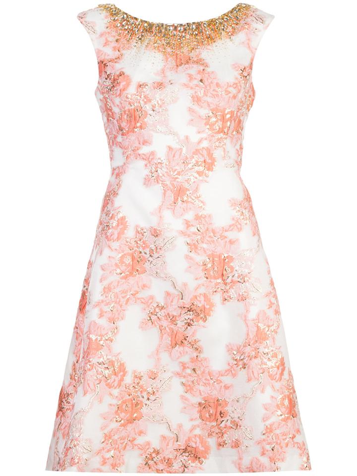 Aidan Mattox Embellished Floral Print Dress - Pink & Purple