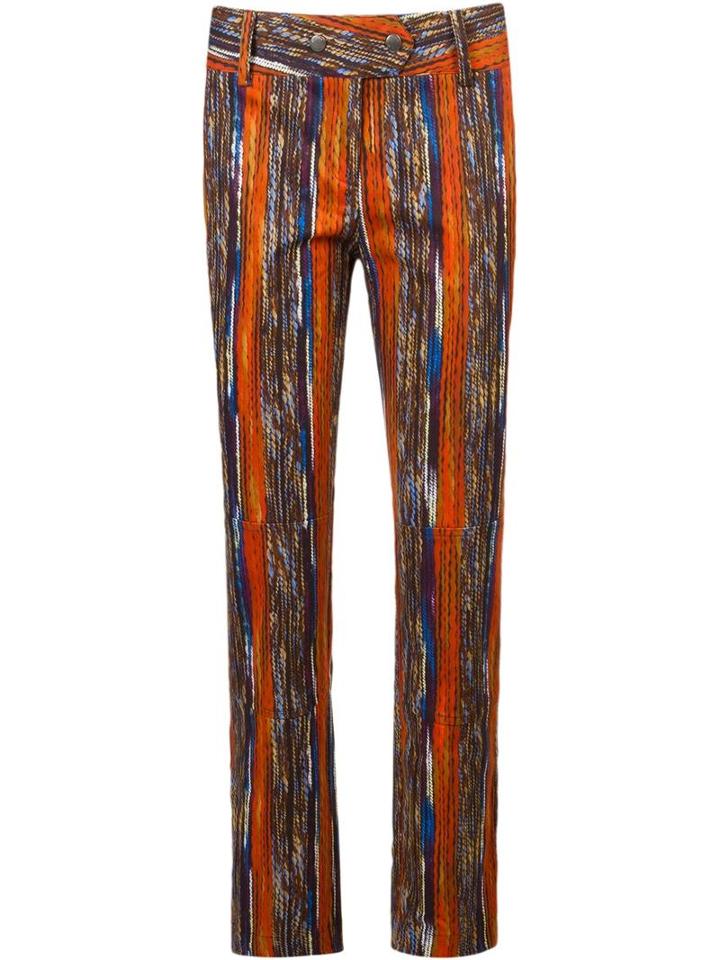 Mixed Printed Trousers, Women's, Size: 38, Cotton/leather/spandex/elastane