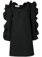Valentino Puffed Ruffle Sleeve Cocktail Dress - Black