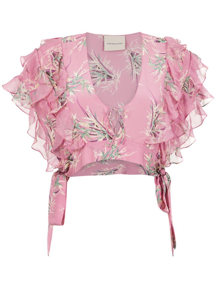 Clube Bossa Ruffled Fonda Cropped Top - Pink & Purple