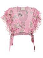 Clube Bossa Ruffled Fonda Cropped Top - Pink & Purple