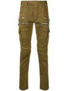 Balmain Zip Pockets Biker Jeans - Green