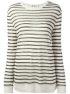 T By Alexander Wang Striped Top, Women's, Size: Medium, Green, Linen/flax/viscose