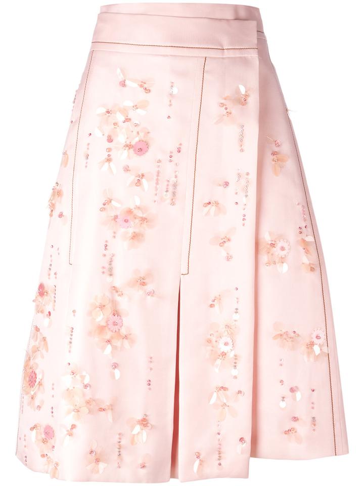 Prada Sequin Embellished Skirt, Women's, Size: 40, Pink/purple, Silk/glass