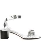 Tod S Block Heel Sandals, Women's, Size: 36.5, Grey, Leather