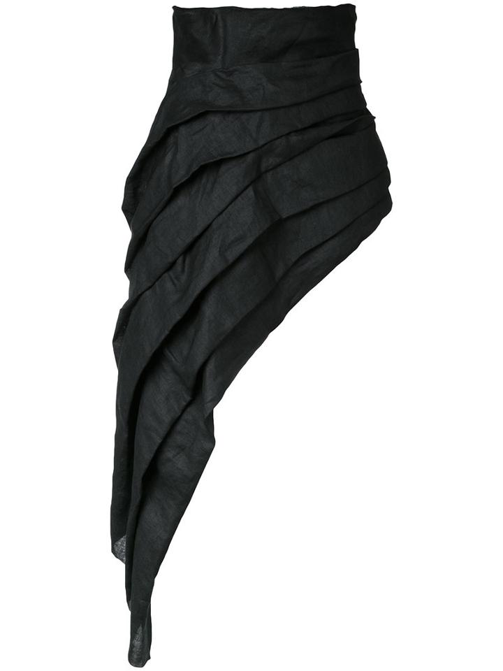 Aganovich Asymmetric Skirt, Women's, Size: 36, Black, Linen/flax
