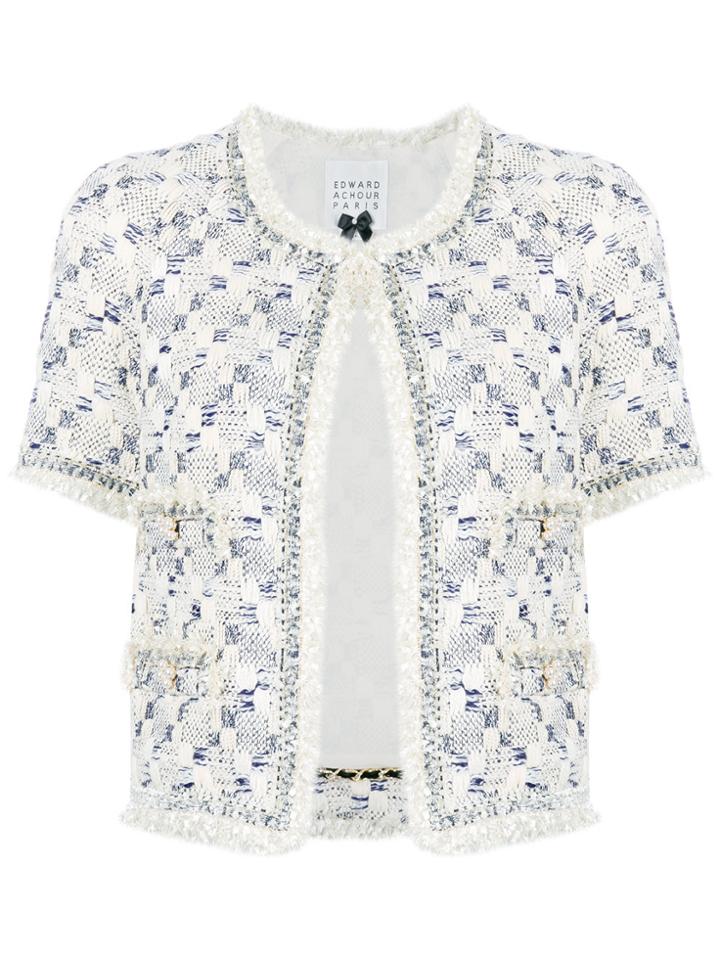 Edward Achour Paris Embroidered Short-sleeve Jacket - Nude & Neutrals