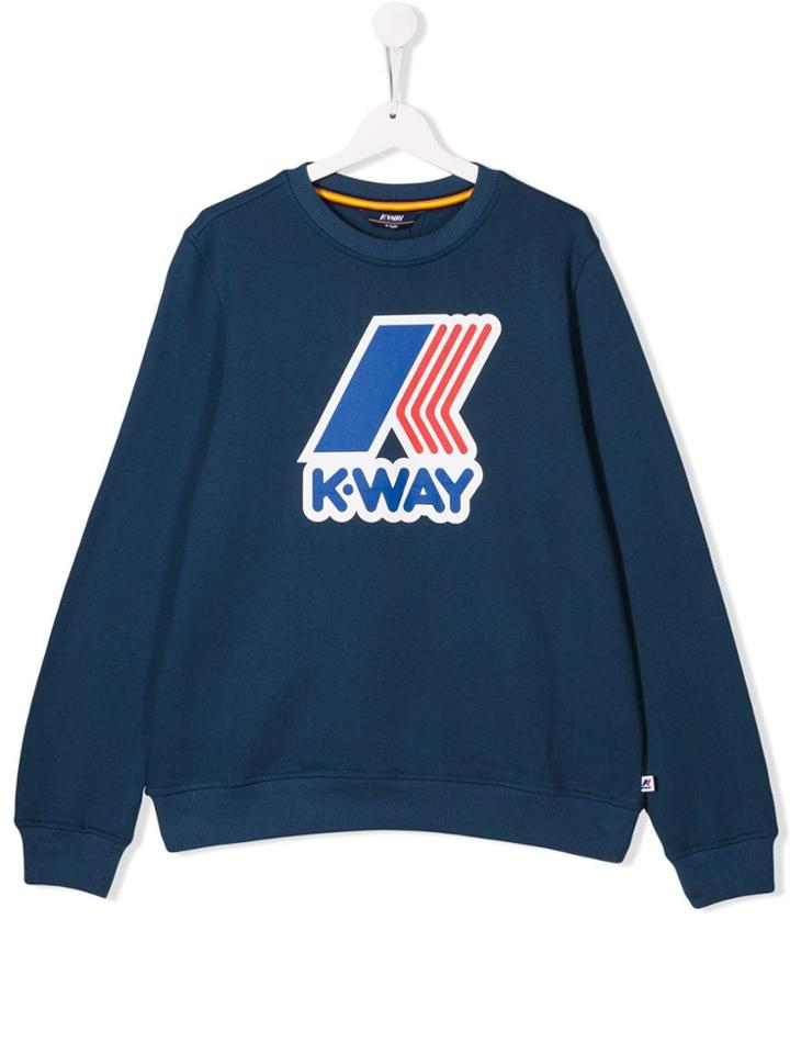 K Way Kids Teen Logo Print Sweatshirt - Blue