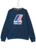 K Way Kids Teen Logo Print Sweatshirt - Blue