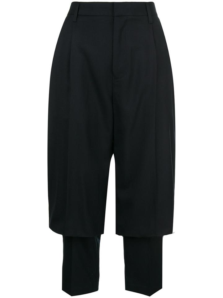 Comme Des Garçons Noir Kei Ninomiya Layered Cropped Trousers - Blue