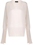 Maison Flaneur Cashmere Open Sleeves Jumper - White