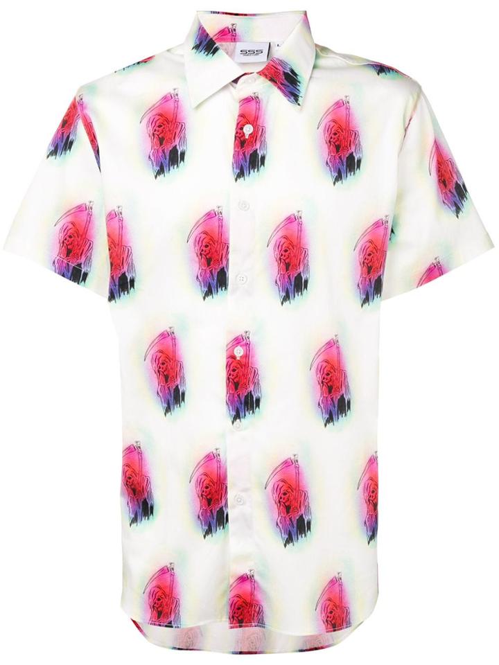 Sss World Corp Skull Print Shirt - White