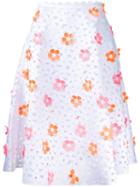 Paskal Flowers Detail Skirt, Women's, Size: Medium, White, Polyester