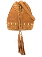 Saint Laurent Studded Shoulder Bag, Women's, Brown, Calf Leather