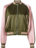 Alexander Mcqueen Striped Trim Bomber Jacket, Women's, Size: 40, Green, Cotton/silk