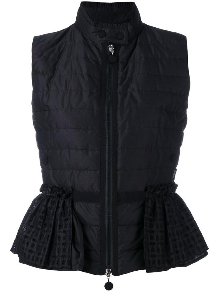 Moncler Padded Peplum Gilet, Women's, Size: 1, Black, Cotton/feather Down/polyamide