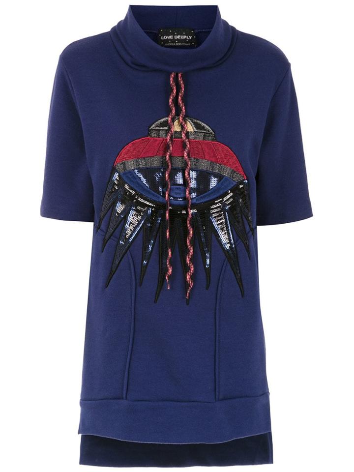 Andrea Bogosian Embroidered Sweat Dress - Blue