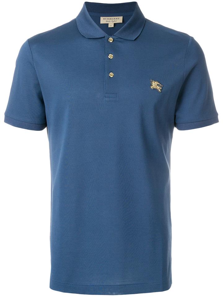 Burberry Logo Patch Polo Shirt - Blue