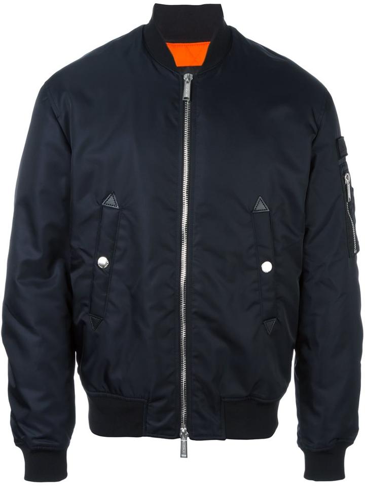 Dsquared2 'military' Bomber Jacket, Men's, Size: 52, Blue, Polyamide/polyurethane/polyester