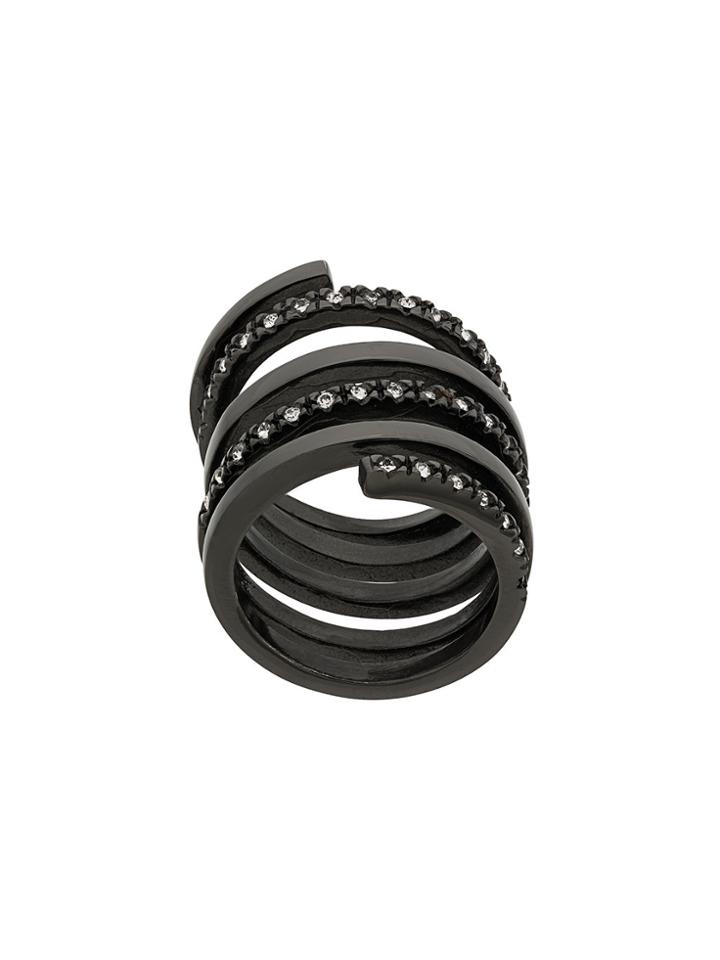 Federica Tosi Crystal Embellished Spiral Ring - Metallic