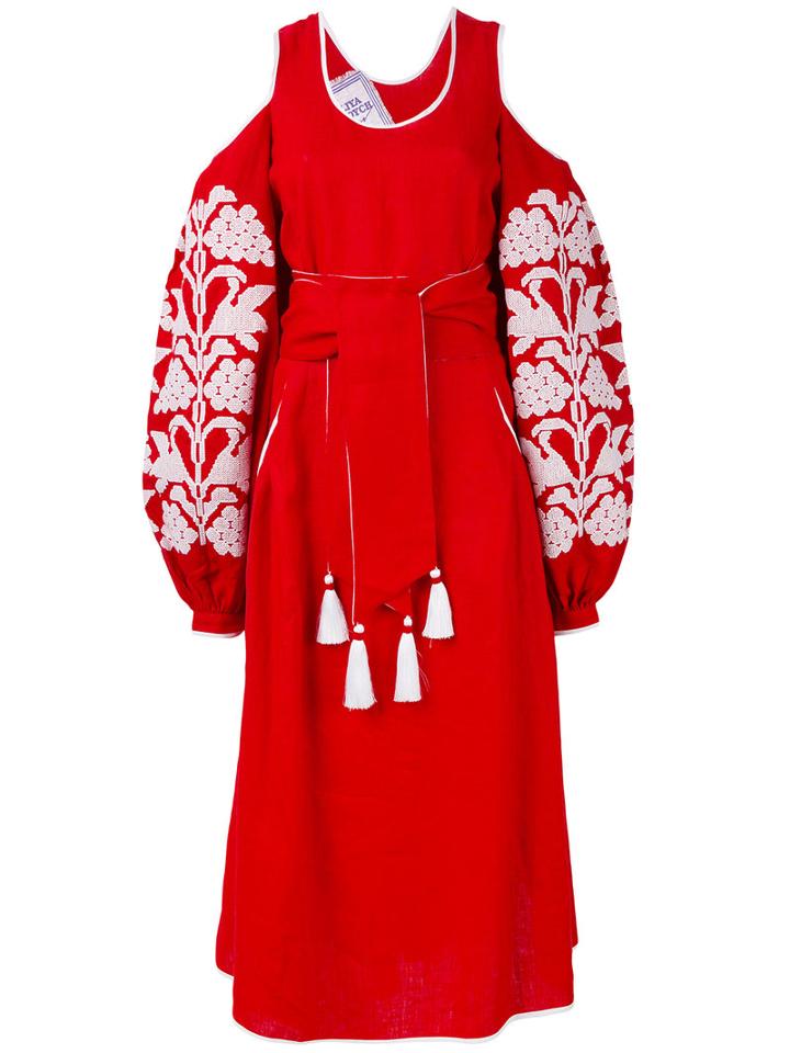 Yuliya Magdych - 'grapes' Dress - Women - Linen/flax - L, Red, Linen/flax