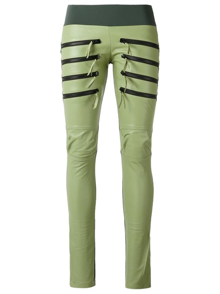 Andrea Bogosian Skinny Trousers, Women's, Size: P, Green, Leather/polyamide