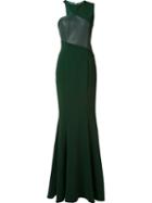 Jay Godfrey Asymmetric Neck Gown, Women's, Size: 0, Green, Polyester/polyurethane
