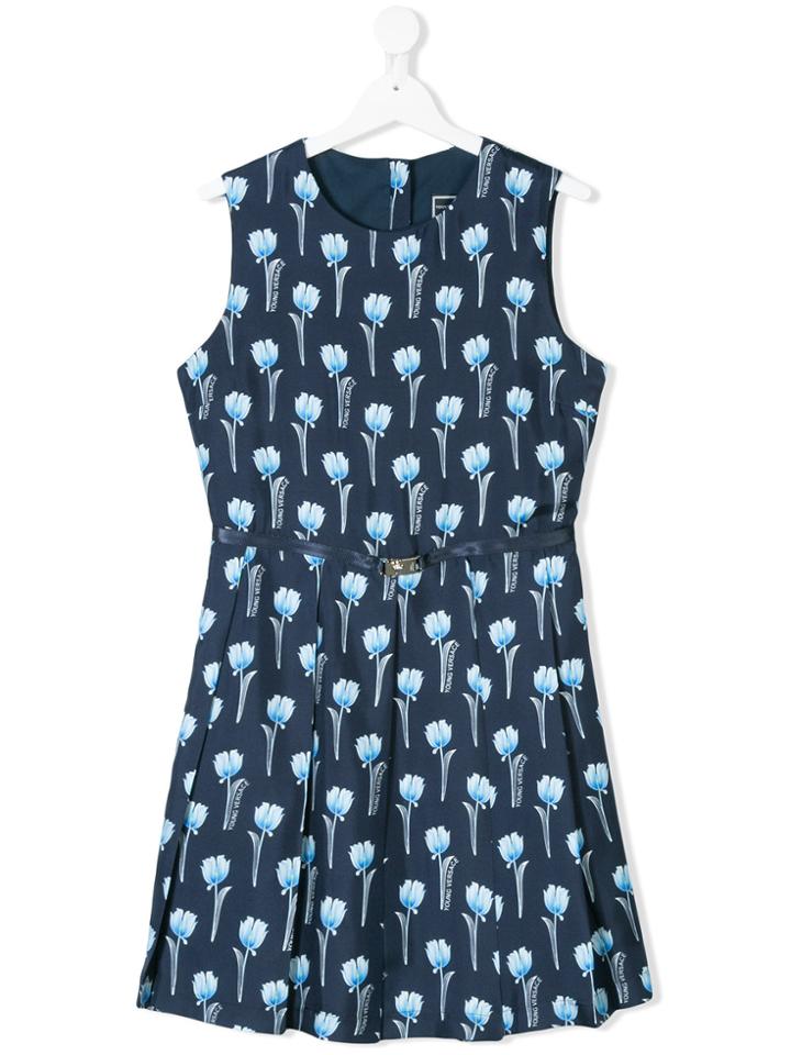 Young Versace Teen Tulip Print Dress - Blue