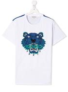 Kenzo Kids Logo Tiger Embroidered T-shirt - White